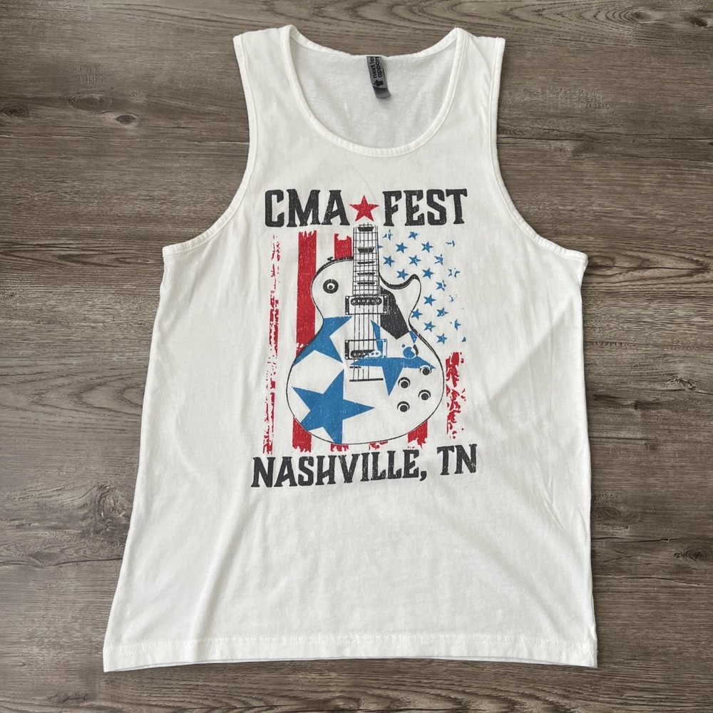 Next Level CMA Fest Nashville Tank Top Mens Small White Patriotic Country Music